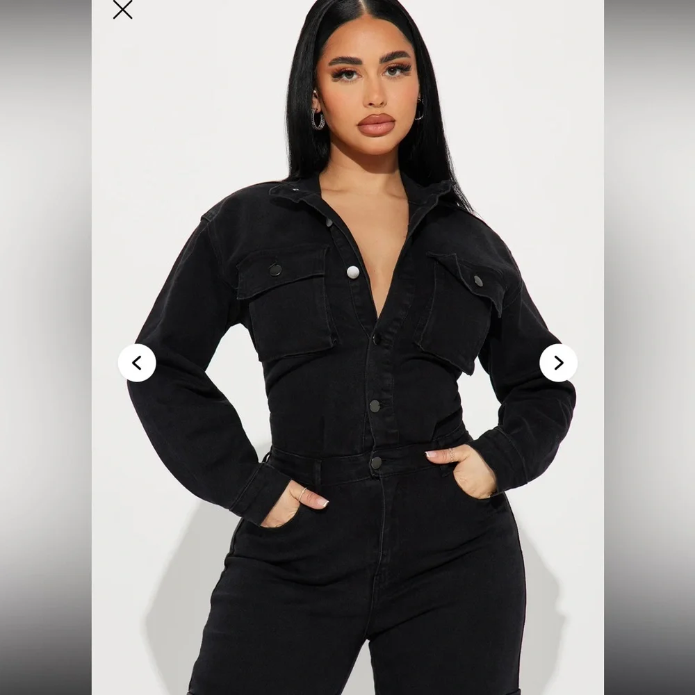 Stylish Black Cargo Jumpsuit - Picture 2 of 5